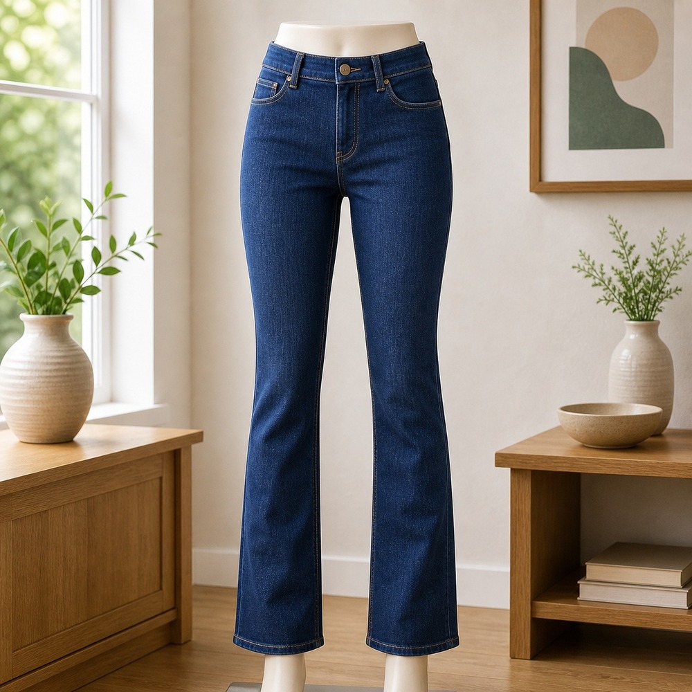 Women with Control Prime Stretch‎ Denim Flare Leg Jeans Dark Wash Blue Size 6